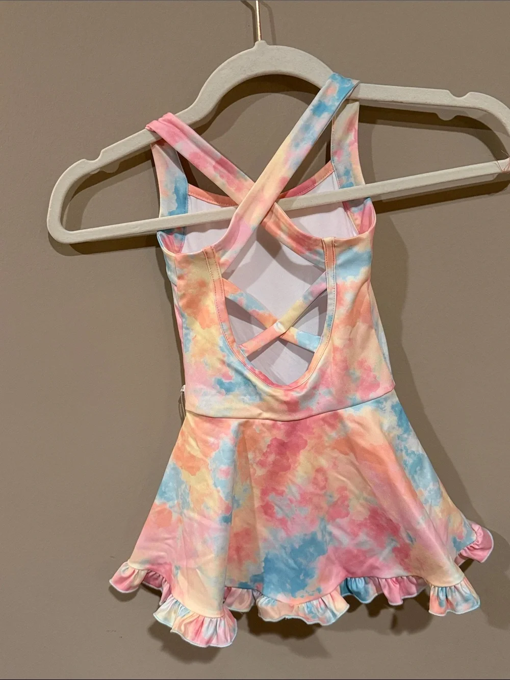 Caden Lane Pastel Tie-Dye Skater Dress in Pink, Blue & Cream
